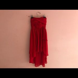Red high low dress